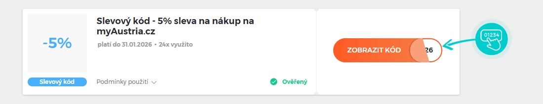 Ukázka slevového kódu myAustria