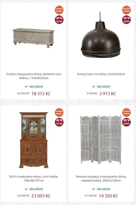 truhla, kovový lust, skříň z teakového dřeva a paravan