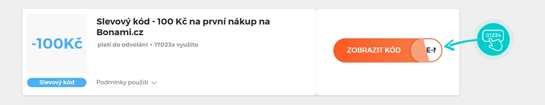 Ukázka slevového kódu bonami