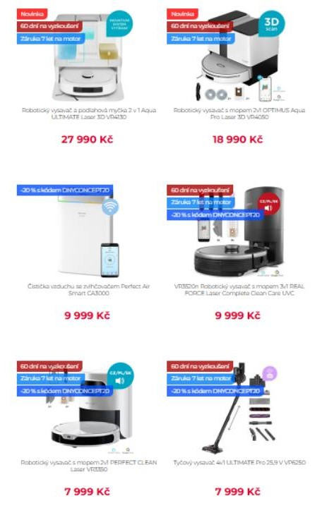 robotické a tyčové vysavače i čistička vzduchu