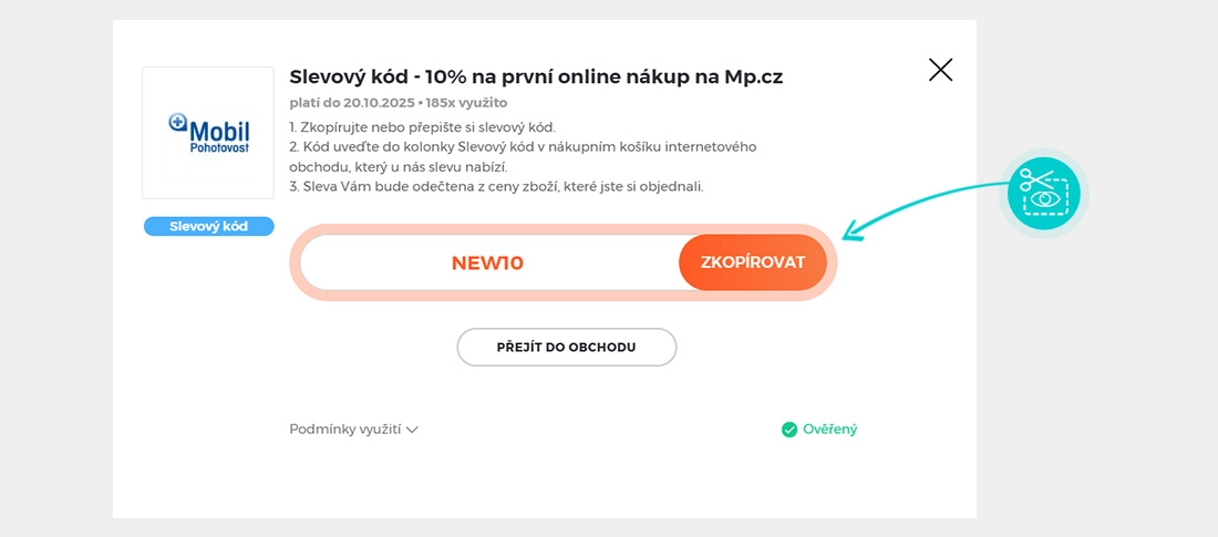 Návod jak zkopírovat slevový kód MobilPohotovost