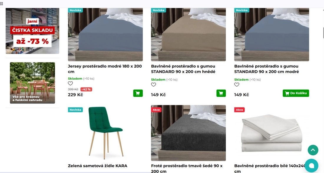sklad povlečení zahradní nábytek židle matrace s povlečením