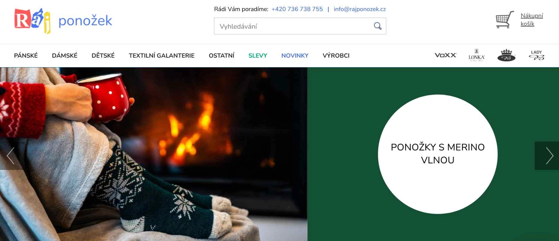 webové stránky obchodu s nabídkou merino ponožek