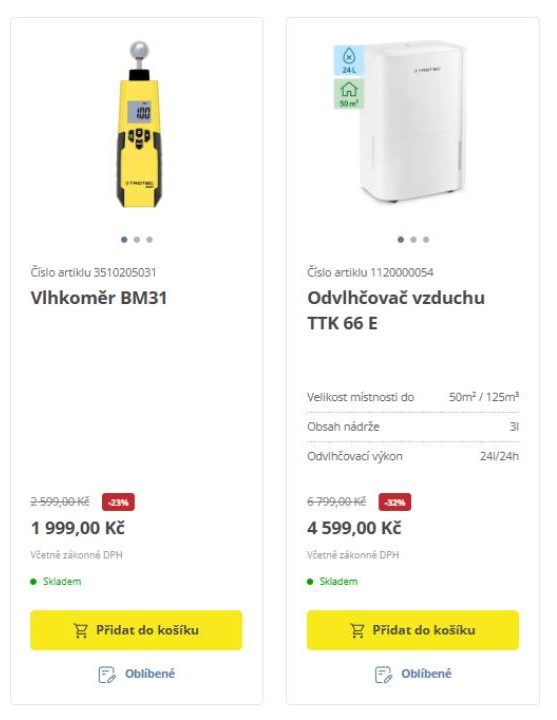 žlutý vlhkoměr a bílý odvlhčovač vzduchu