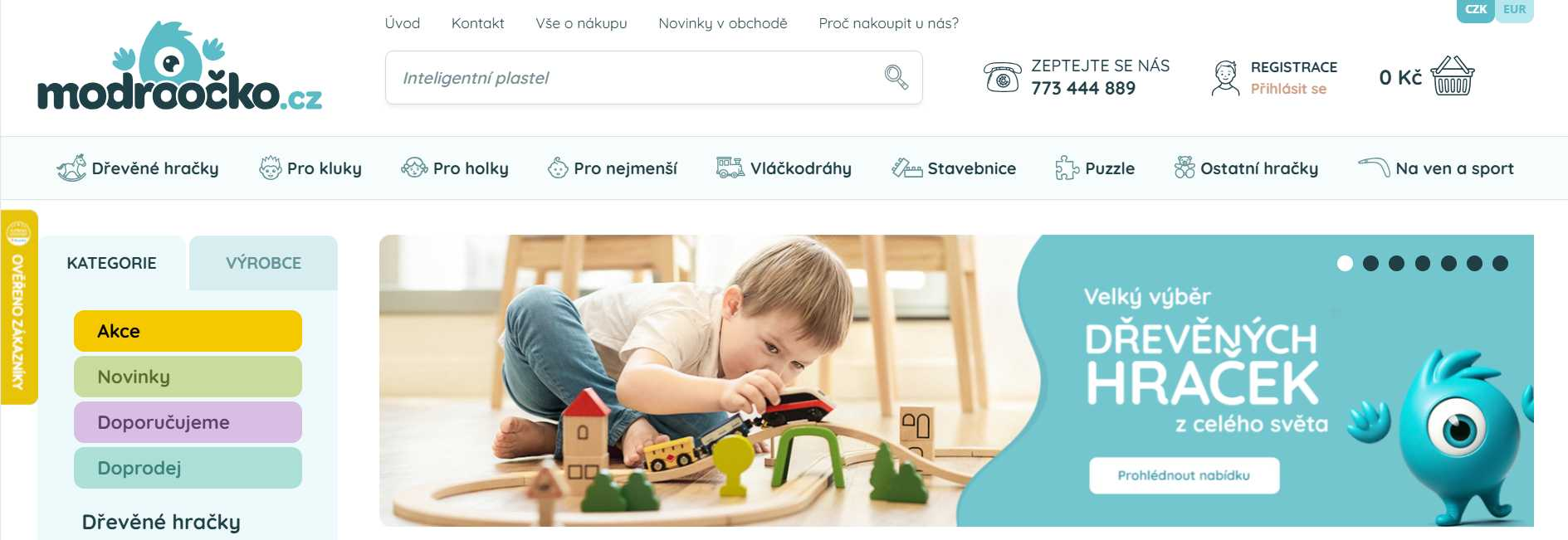 Modroočko webové stránky e-shopu