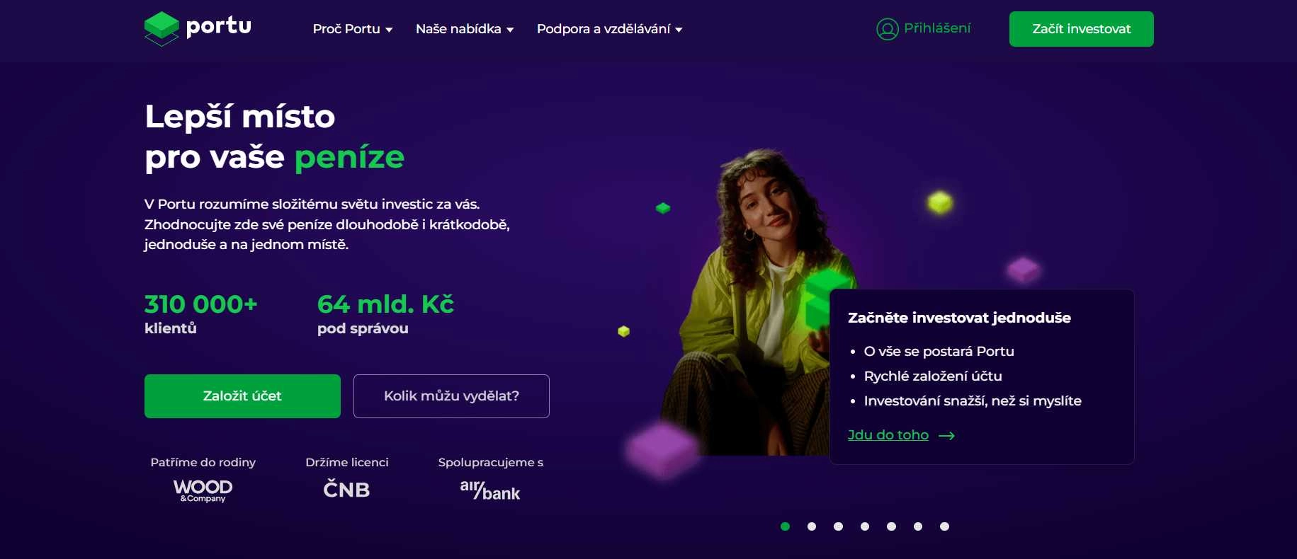 webové stránky portu s informacemi k investování