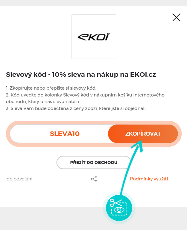 Návod jak zkopírovat slevový kód EKOI