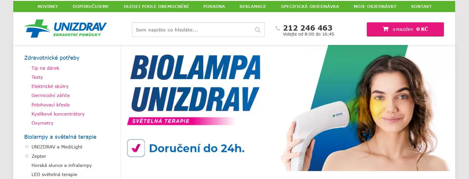 Unizdrav webové stránky e-shopu