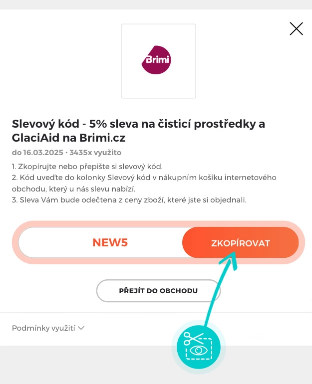 Návod jak zkopírovat slevový kód Brimi