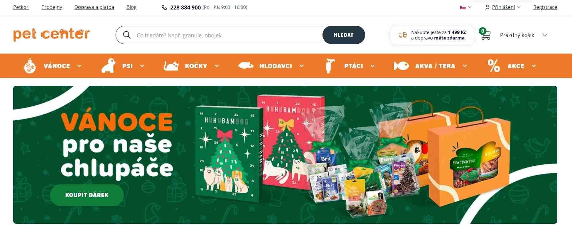 webové stránky e-shopu s vánoční nabídkou