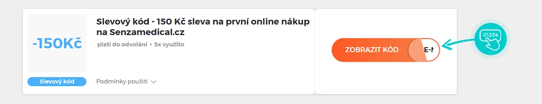 Ukázka slevového kódu Senza medical