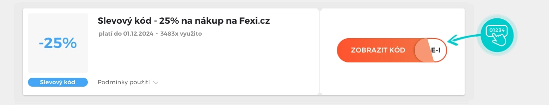 Ukázka slevového kódu Fexi