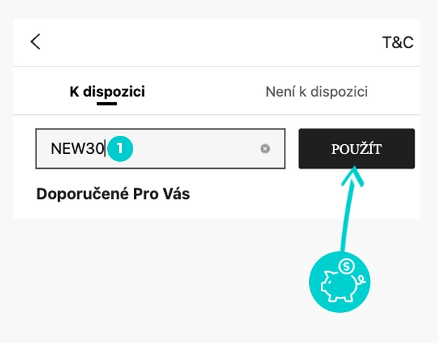 Návod jak uplatnit slevový kód v košíku e-shopu Shein