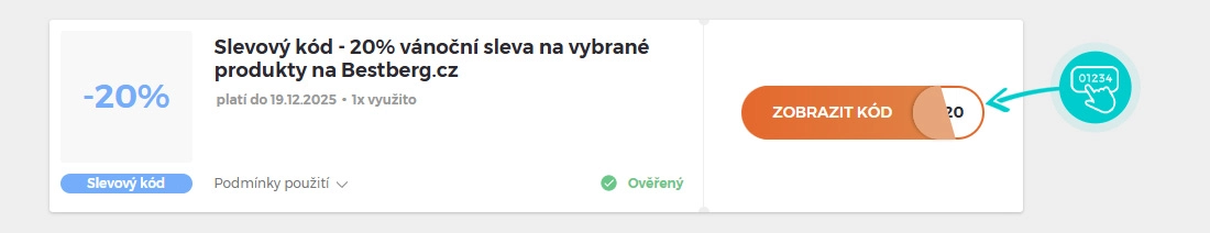Ukázka slevového kódu Bestberg