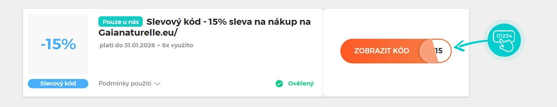 Ukázka slevového kódu Gaia Naturelle