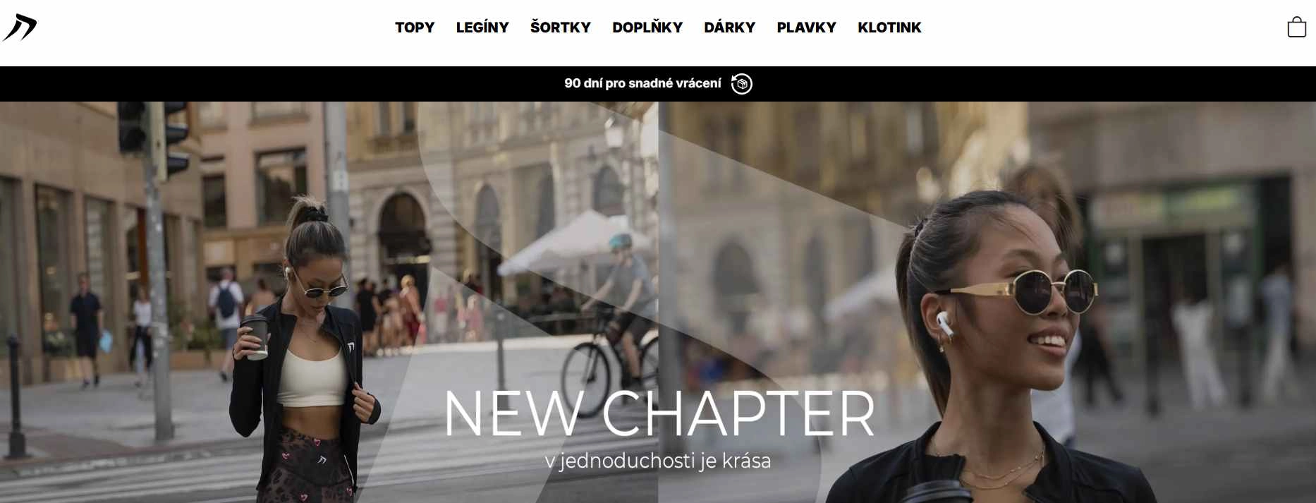 webové stránky e-shopu s novou nabídkou new chapter