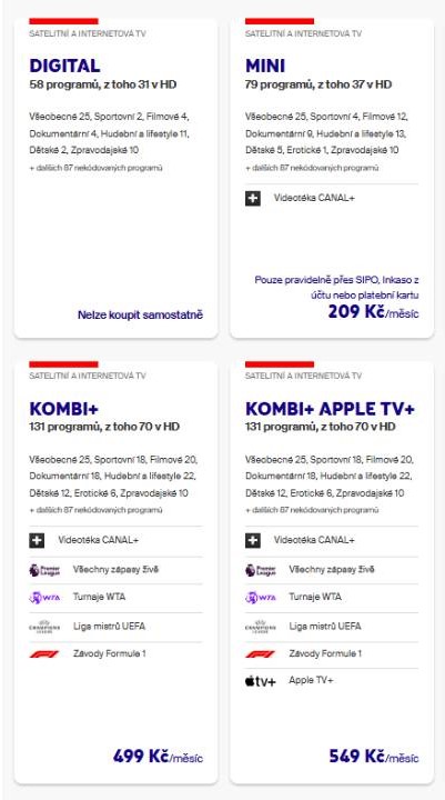 balíčky televize přes satelit od Skylink