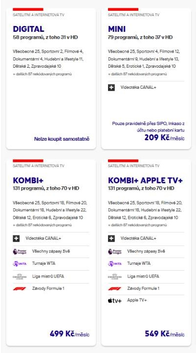 balíčky televize přes satelit od Skylink
