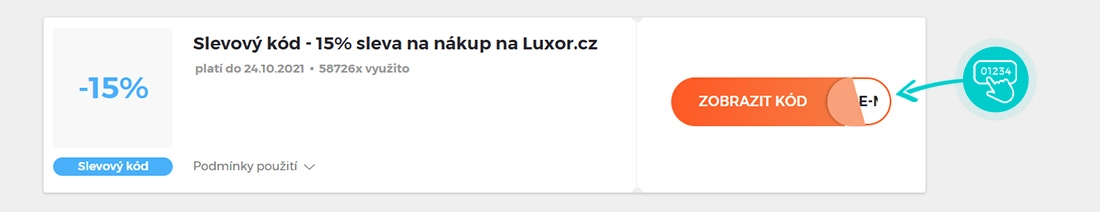 Ukázka slevového kódu Luxor