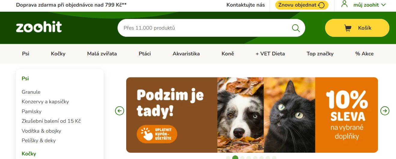 Zoohit.cz eshop - webové stránky