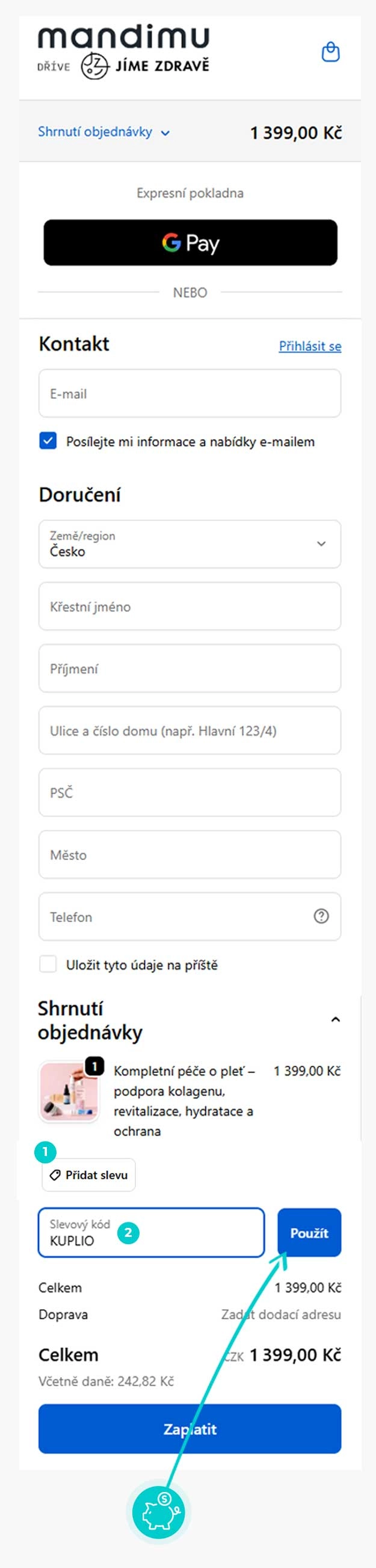 Návod jak uplatnit slevový kód v košíku e-shopu jíme zdravě