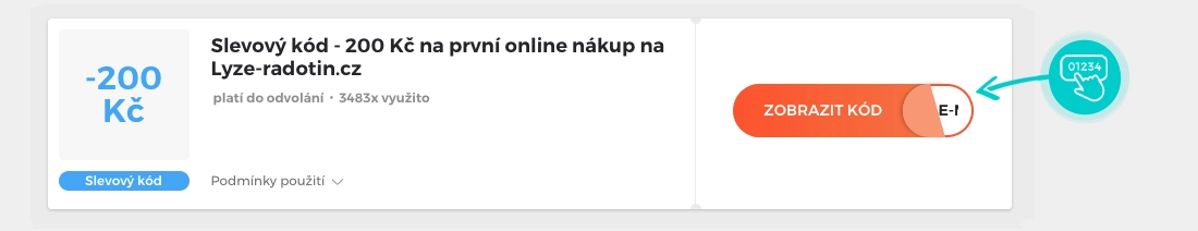 Ukázka slevového kódu Lyže Radotín