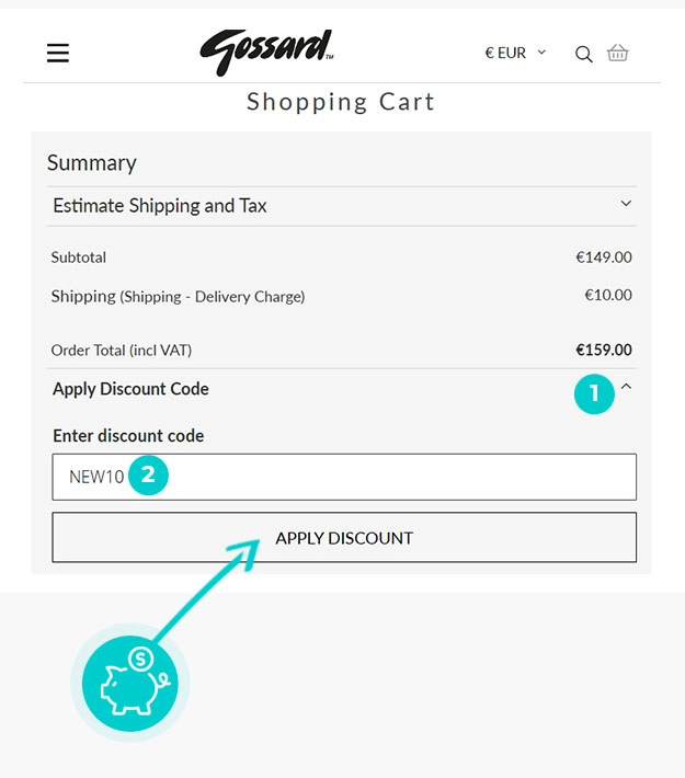 Návod jak uplatnit slevový kód v košíku e-shopu Gossard