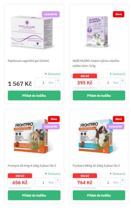 Moje lékárna - nabídka produktů