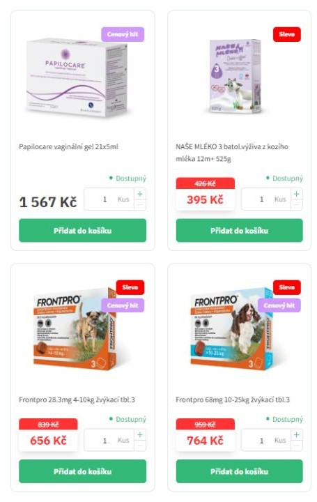 Moje lékárna - nabídka produktů