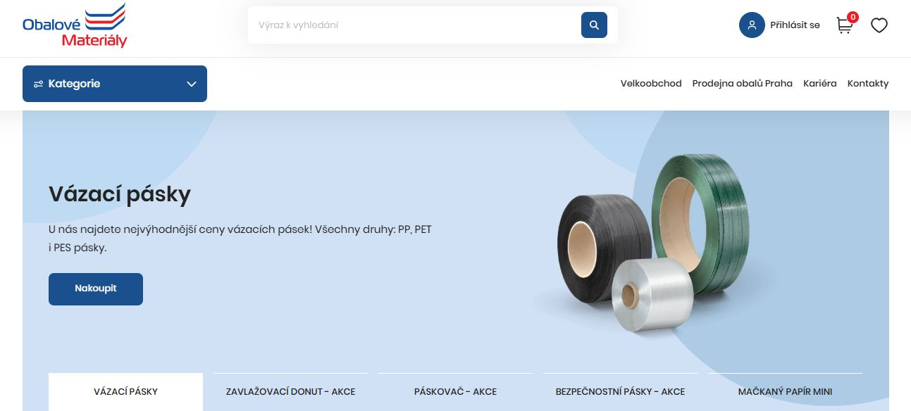 Obalové materiály webové stránky e-shopu