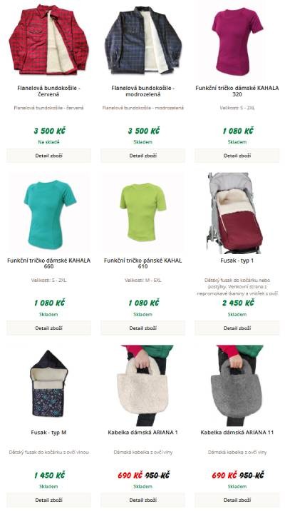 Ovčí věci - nabídka produktů