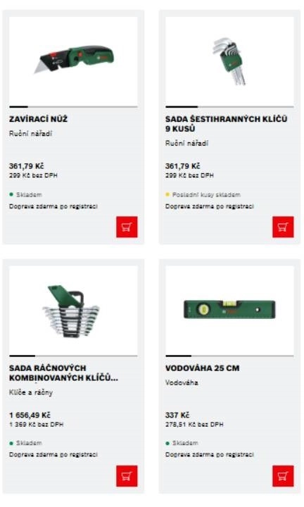 zavírací nůž, sada šestihranných klíčů, sada ráčnových klíčů a vodováha