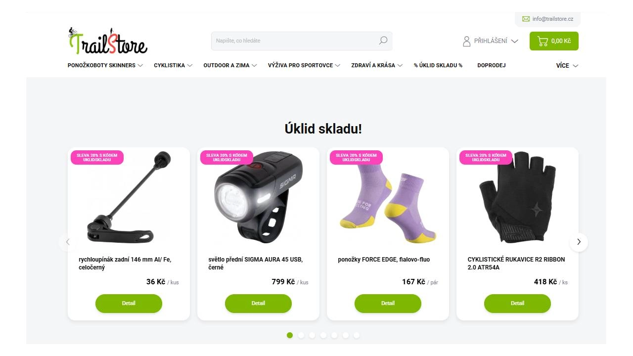 homepage s nabídkou s doprodejem