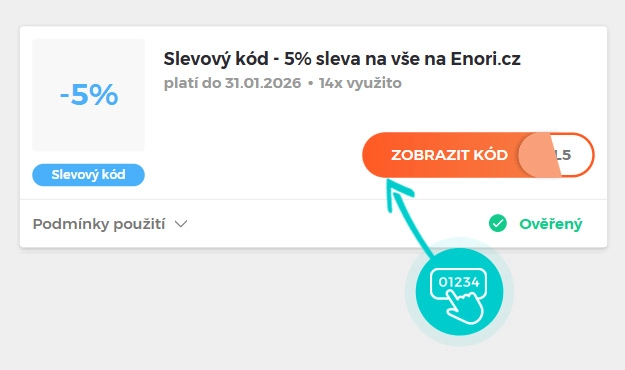 Ukázka slevového kódu Enori