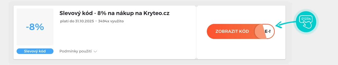 Ukázka slevového kódu Kryteo
