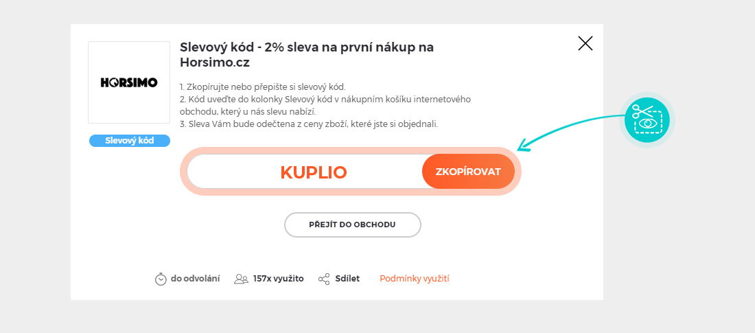 Návod jak zkopírovat slevový kód Horsimo