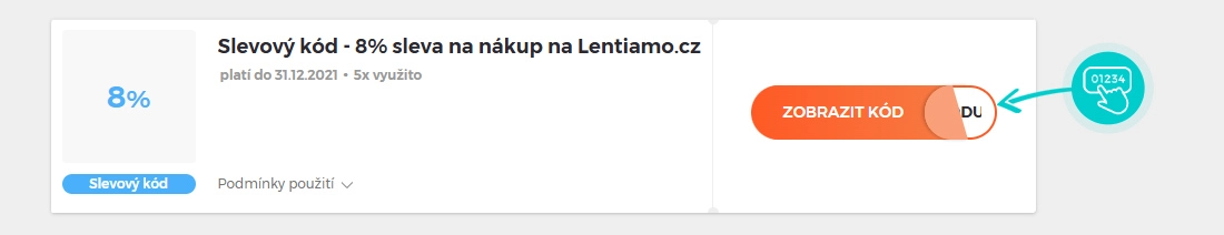 Ukázka slevového kódu Lentiamo