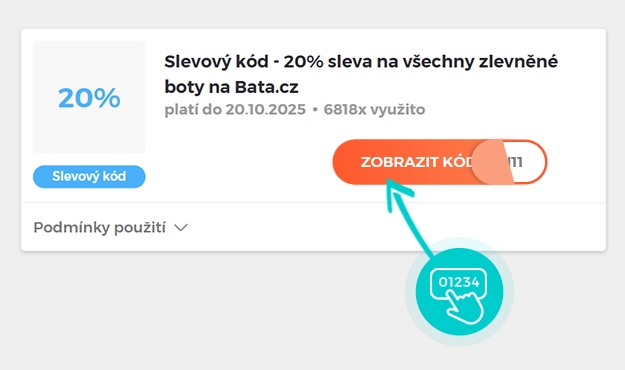 Ukázka slevového kódu Bata