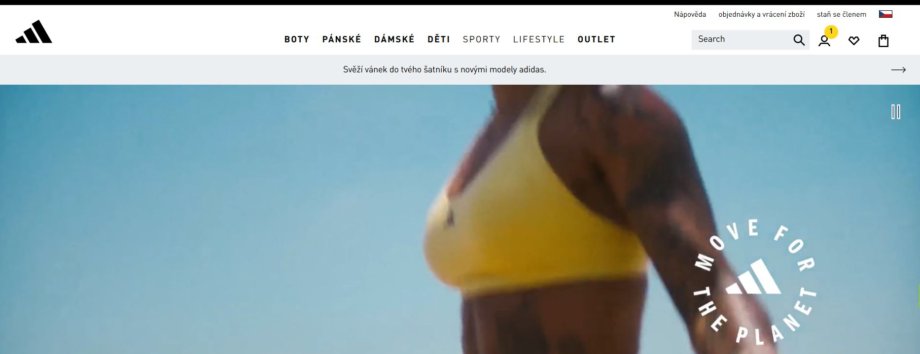 Adidas webové stránky e-shopu