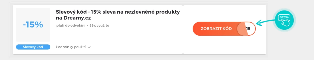 Ukázka slevového kódu Dreamy