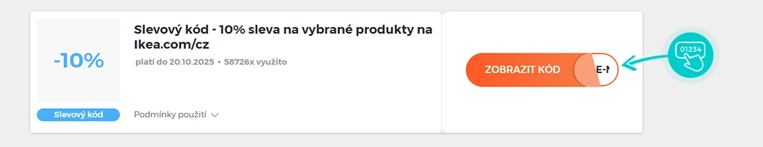 Ukázka slevového kódu IKEA