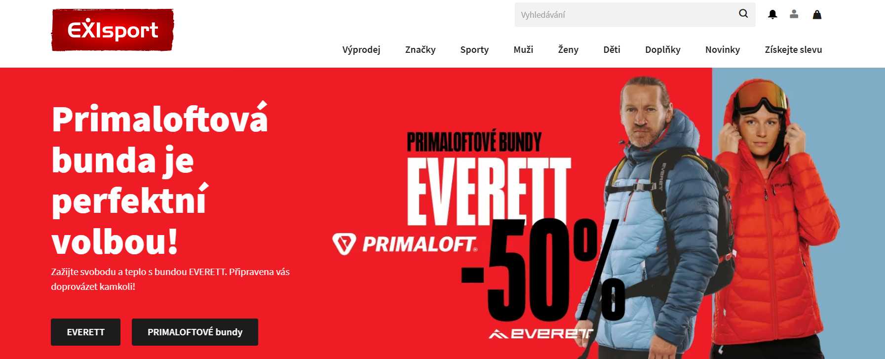 exisport e-shop webové stránky