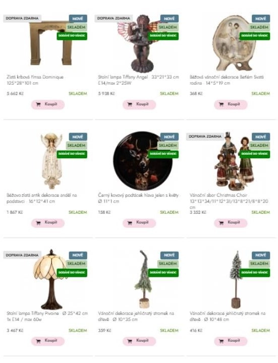 krbová rímska, stolní lampa, dekorace, podtácek a vánoční sbor