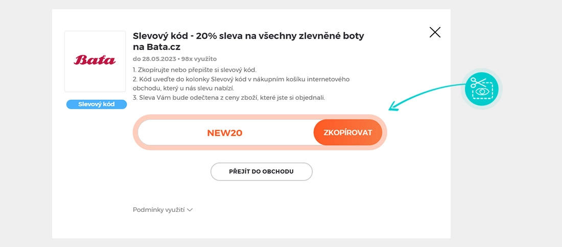 Návod jak zkopírovat slevový kód Bata