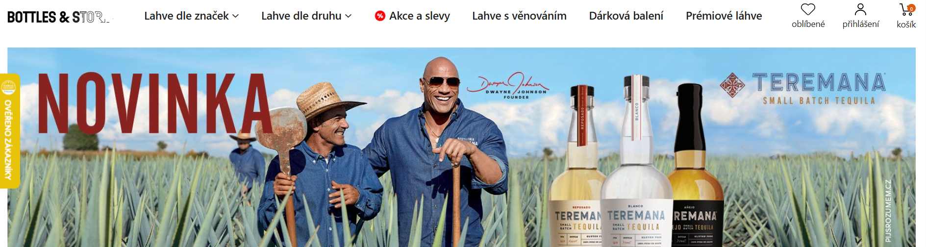 Bottles and stories webové stránky e-shopu