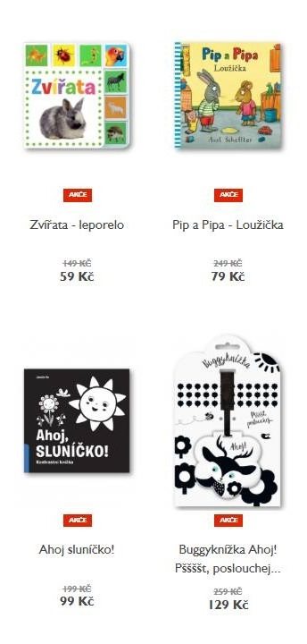 knihy Zvířata, Pip a Pipa, Ahoj, sluníčko! a Byggyknížka Ahoj! Pššššt, poslouchej...