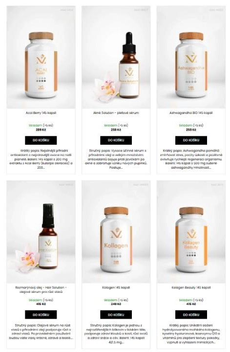 balení s přírodními produkty a lahvičky se sérami