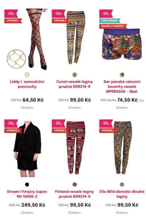 punčochy, legíny, boxerky a župan