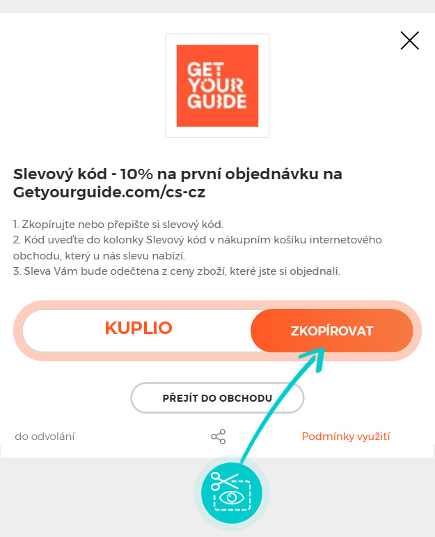 Návod jak zkopírovat slevový kód GetYourGuide