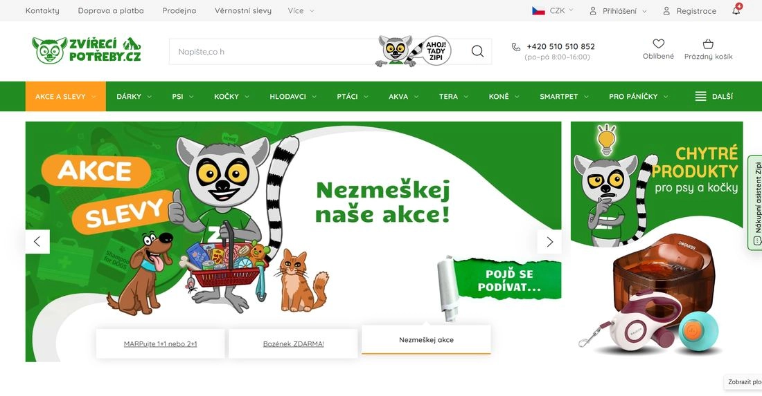 Homepage stránky Zvířecí-Potřeby